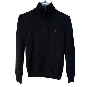 POLO Ralph Lauren Kids Mock Neck‎ Quarter Zip Sweater Color Black Size M(10-12)